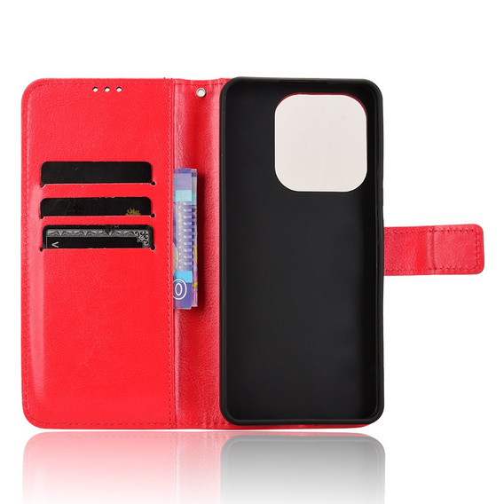 Откидной чехол для Xiaomi Redmi Note 14 4G, Crazy Horse Wallet, красный
