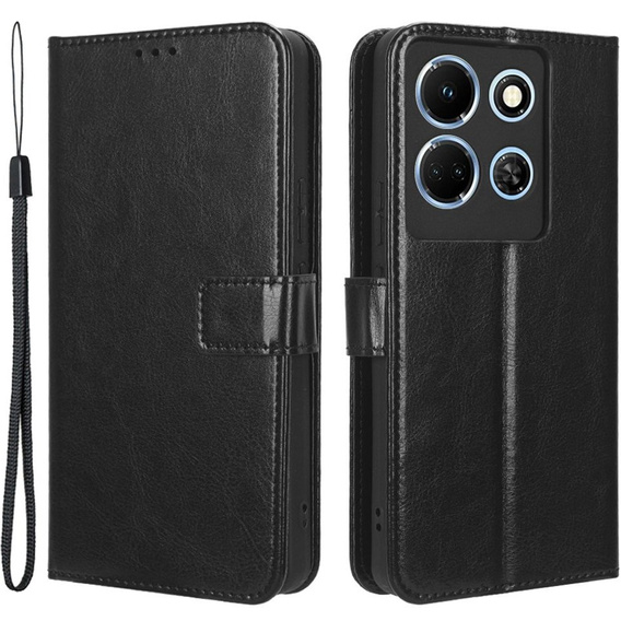 Футляр з клапаном для Infinix Note 30, Crazy Horse Wallet, чорний