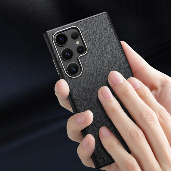 Шкіряний чохол для Samsung Galaxy S24 Ultra, гібридний, чорний