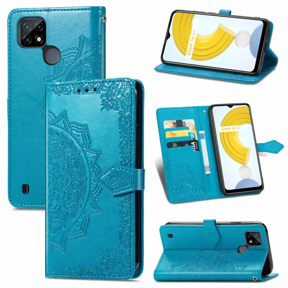 Откидной чехол для Realme C21, Mandala, синий