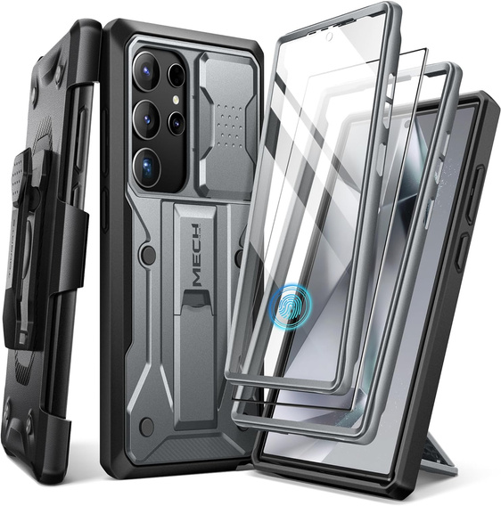Чехол для Samsung Galaxy S24 Ultra, Tongate MECH Series Clip, серый