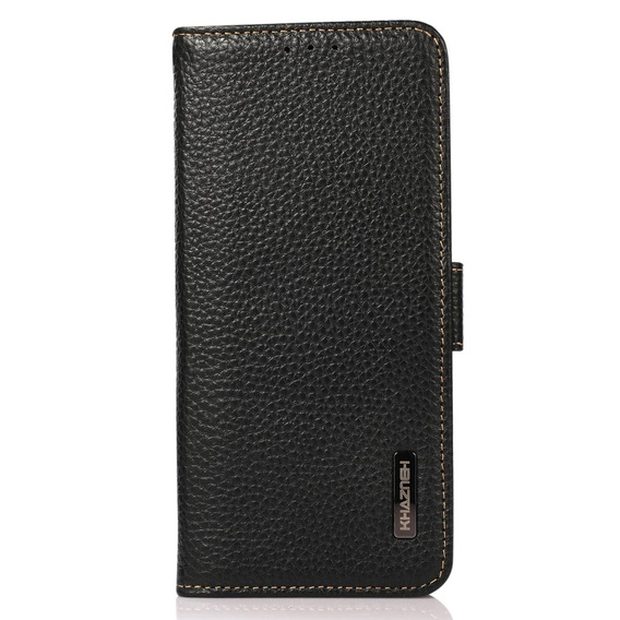 Чехол KHAZNEH RFID для Samsung Galaxy S23, текстура личи, чёрный