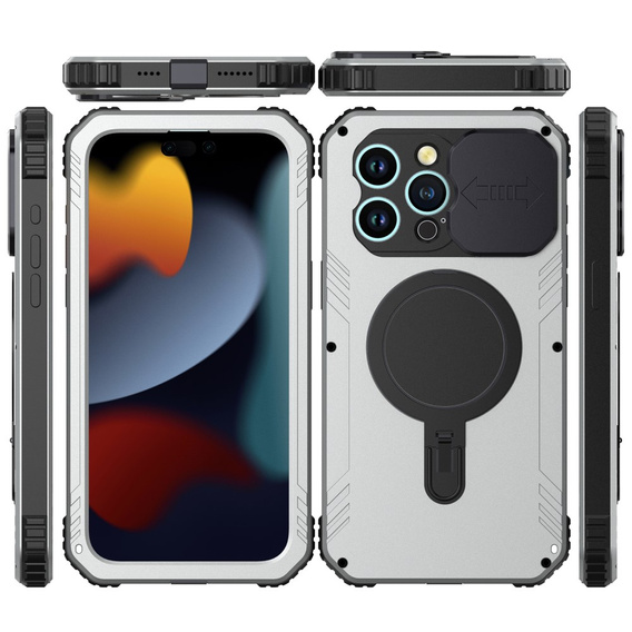 Чохол для iPhone 15 Pro Max, DefenderMag, сріблястий
