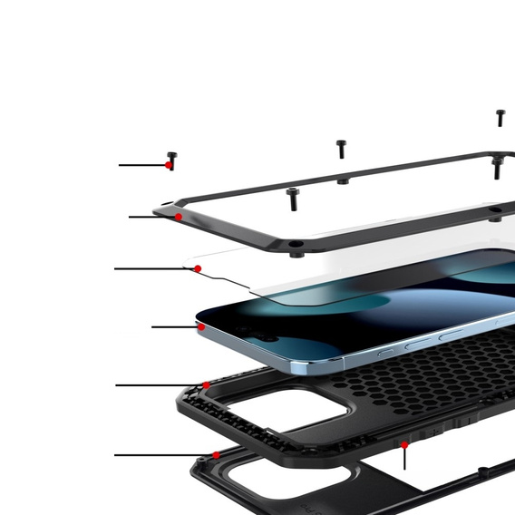 Чохол для iPhone 15 Pro Max, броньований, з інтегрованим склом, чорний