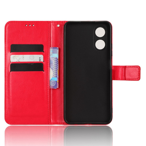 Футляр з клапаном для Oppo A17, Crazy Horse Wallet, червоний