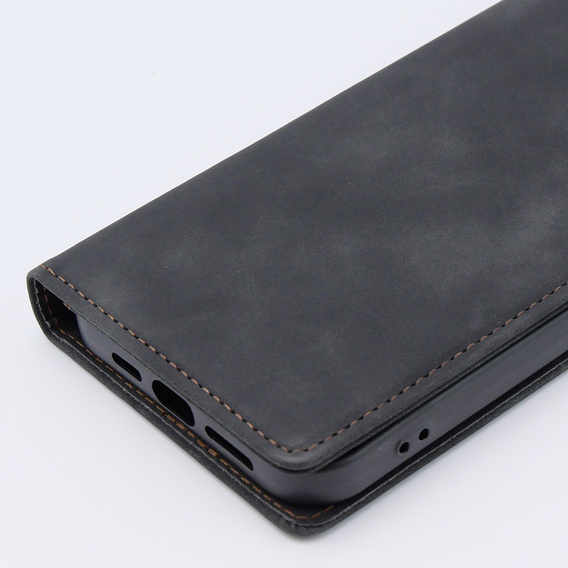 Чехол для iPhone 15 Pro, ERBORD Vintage, бумажник с клапаном, чёрный