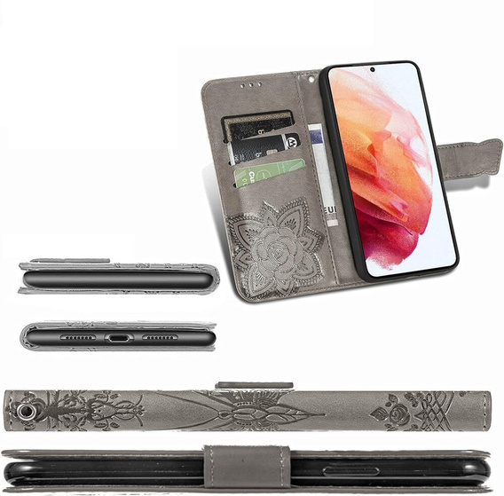 Чохол-книжка для Motorola Edge 50 Pro, Butterfly, сірий
