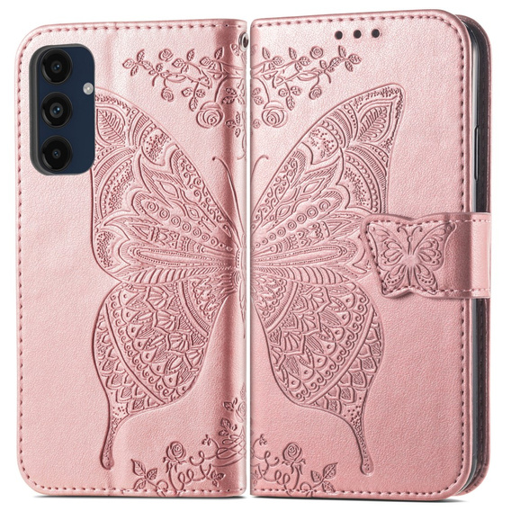Откидной чехол для Samsung Galaxy A16, Butterfly, розовый rose gold