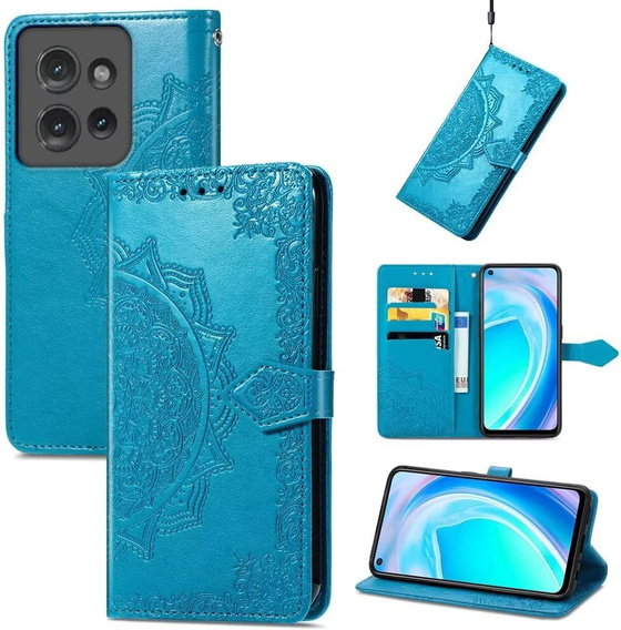 Откидной чехол для Motorola Edge 50 Neo / Motorola ThinkPhone 25, Mandala, синий