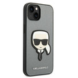 Чехол Karl Lagerfeld до iPhone 14, Saffiano Karl's Head Patch, серебряный