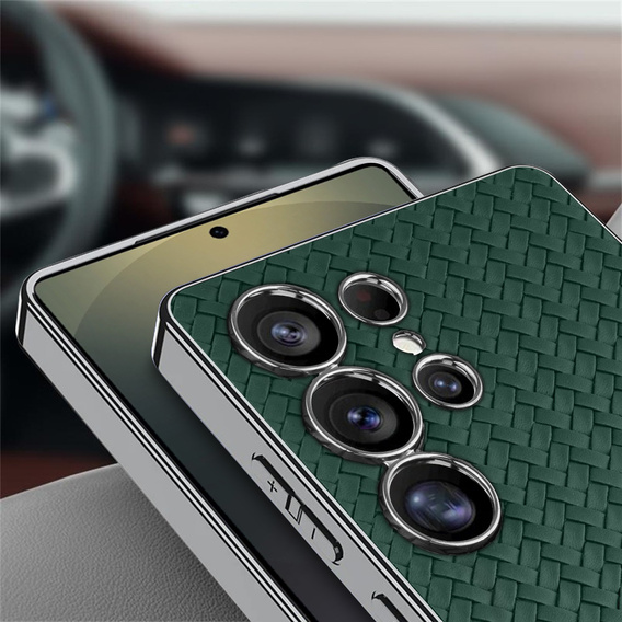 Чехол до Samsung Galaxy S25 Ultra, GKK Woven Leather, зелёный