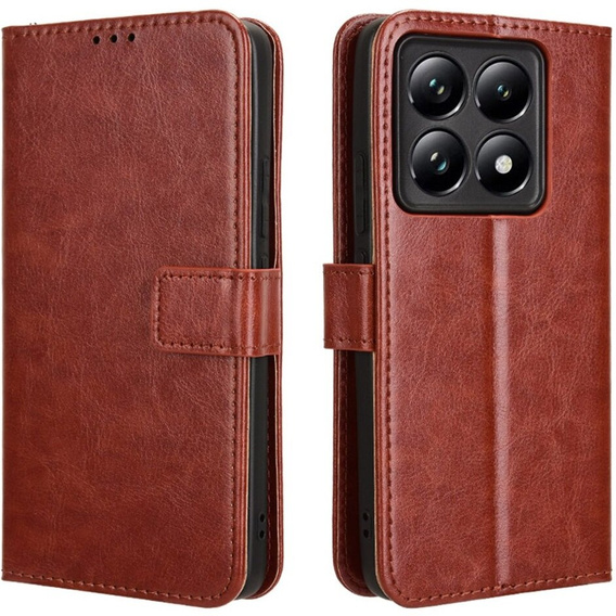 Футляр з клапаном для Xiaomi 14T, Crazy Horse Wallet, коричневий