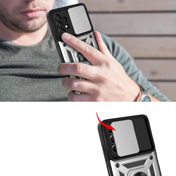 Чехол NOX Camera Slide Samsung Galaxy A33 5G, CamShield Slide, серебро