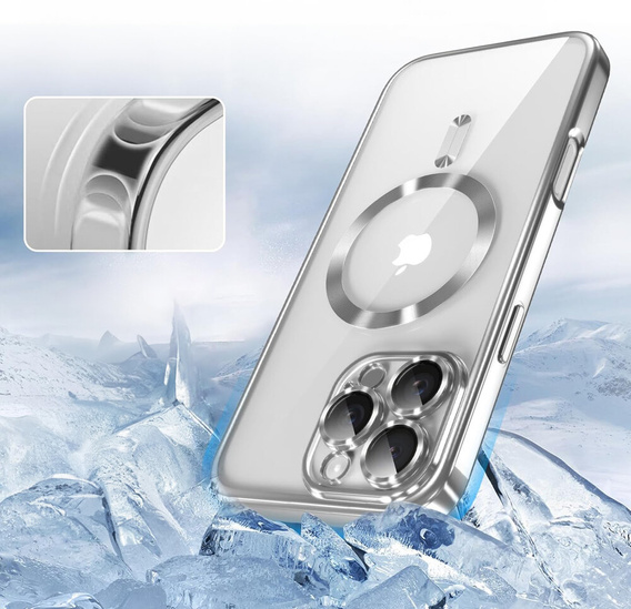 Чохол для iPhone 15 Pro, Electro MagSafe, сріблястий + Скло на екран