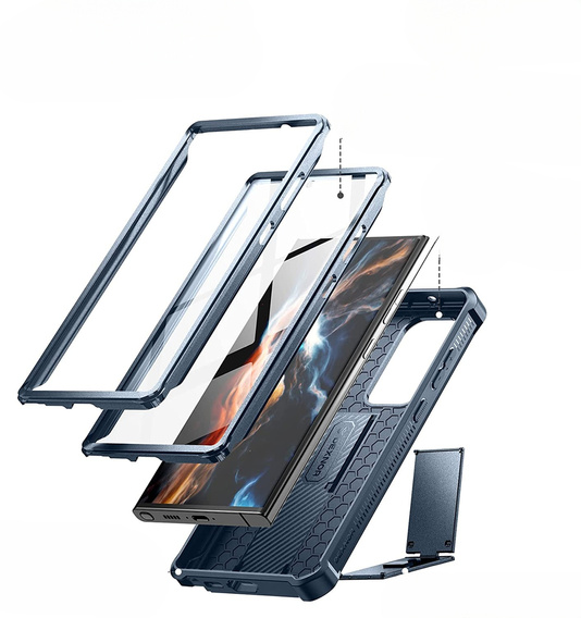 Броньований чохол для Samsung Galaxy S23 Ultra, Dexnor Full Body (Two Frames), темно-синій