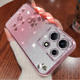 Чехол для Infinix Note 30 5G, Glitter Flower, розовый rose gold
