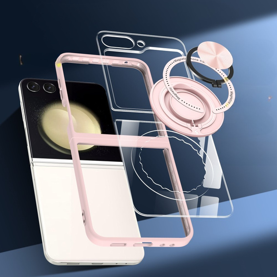 Чохол для Samsung Galaxy Z Flip7 FE / Z Flip6, Corners Dropproof, для MagSafe, прозорий / рожевий