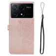 Чохол-книжка для Xiaomi Poco X6 Pro 5G, Mandala, рожевий rose gold