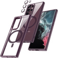 Чехол MagSafe для Samsung Galaxy S22 Ultra 5G, гибридный чехол, бордовый