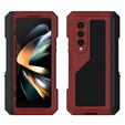 Бронированный чехол для Samsung Galaxy Z Fold 4 5G, алюминий, с подставкой и держателем стилуса, красный