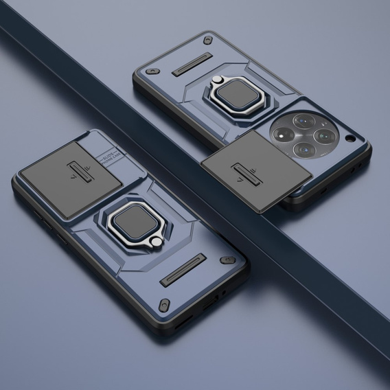 Чехол для OnePlus 12 5G, KickStand Camera Lens, синий