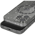 Чохол для iPhone 16 Pro, ERBORD Glitter MagSafe, чорний + Скло для екрану