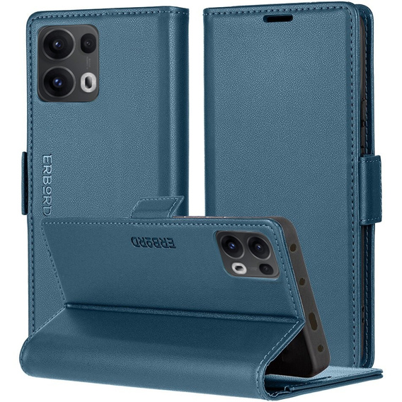 Чохол для Oppo Reno 13 Pro, ERBORD Glossy Litchi, гаманець з клапаном, м'яти