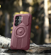 Бронированный чехол для Samsung Galaxy S25, Dexnor CamProtect MagSafe, красный (Две рамки)