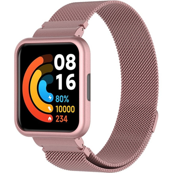 Металический браслет с чехлом для часов Xiaomi Redmi Watch 2 Lite, Rose Pink
