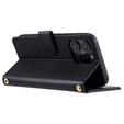 чехол-крышка для iPhone 16 Pro Max, Rhombus Crossbody Leather, чёрный