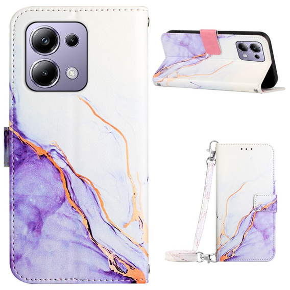 Откидной чехол для Xiaomi Redmi Note 13 Pro 4G / Xiaomi Redmi Note 14S / Xiaomi Poco M6 Pro 4G, Wallet, Marble фиолетовый