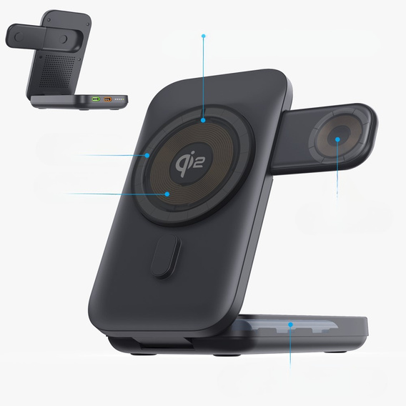 Індукційний зарядний пристрій з powerbank 10000mAh 15W Qi2 MagSafe для iPhone 12 13 14 15 16 / Apple Watch