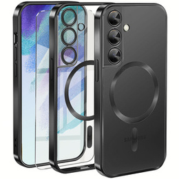 Чохол для Samsung Galaxy S21 FE, Electro MagSafe, чорний + Скло на екран