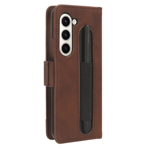 Откидной чехол для Samsung Galaxy Z Fold 5 5G, Card Slot, коричневый