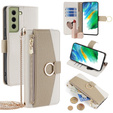 Чохол-книжка для Samsung Galaxy S21 FE, Wallet Zipper Pocket, з дзеркалом, білий