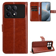 Откидной чехол для Xiaomi Poco F6 Pro, Crazy Horse Wallet, коричневый