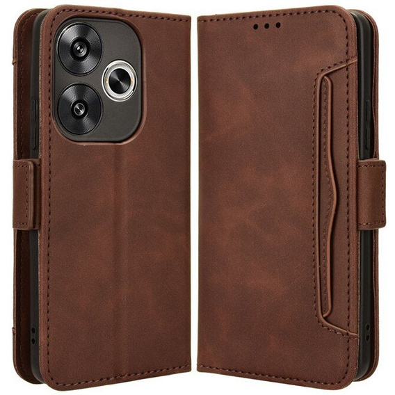 Откидной чехол для Xiaomi Poco F6, Card Slot, коричневый