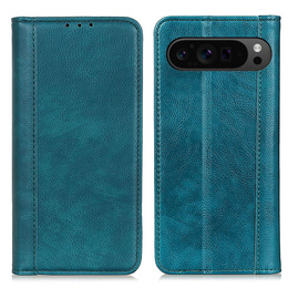 Чохол-розкладачка для Google Pixel 10 Pro XL / 9 Pro XL, з кишенею, шкіряний, зелений