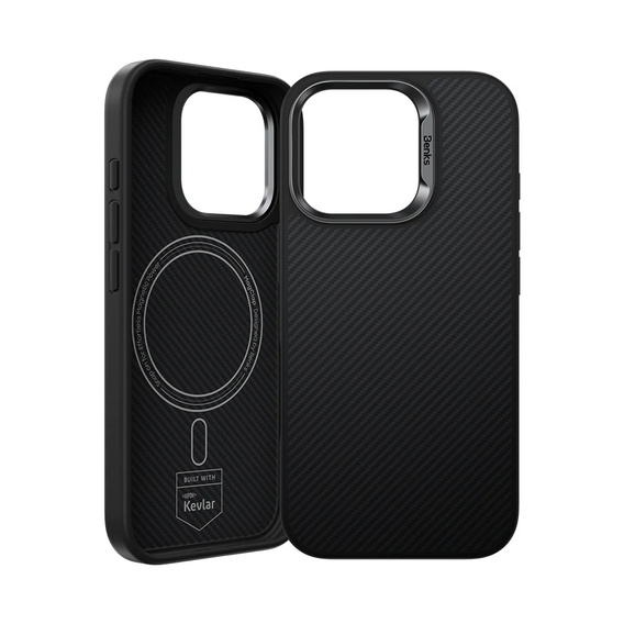 Чехол BENKS Kevlar Armor PRO Carbon Fiber 600D D065 для MagSafe для iPhone 16 Pro