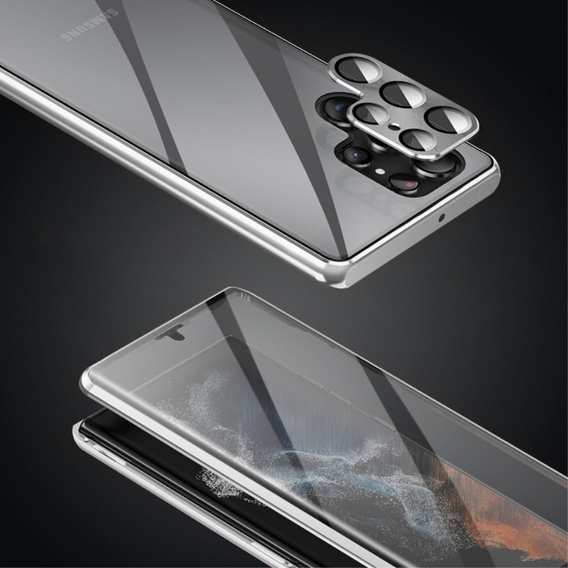 Чохол для Samsung Galaxy S22 Ultra, Magnetic Dual Glass, сріблястий