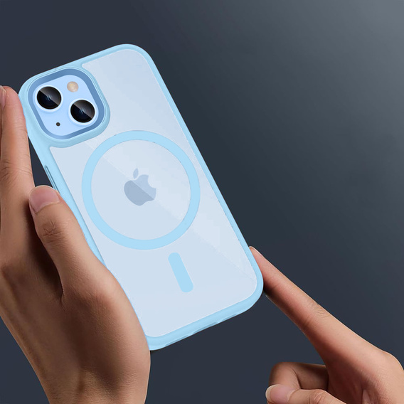 Чохол для iPhone 13, для MagSafe, ERBORD Matt Case, синій + захисне скло