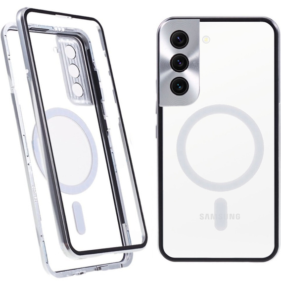 Магнітний чохол Dual Glass MagSafe для Samsung Galaxy S21+ Plus, сріблястий