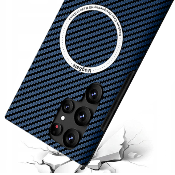 Чехол до Samsung Galaxy S23 Ultra, Magsafe Slim Carbon, синий