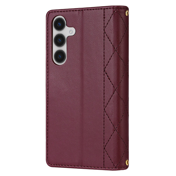 чехол-крышка для Samsung Galaxy A56 5G, Rhombus Crossbody Leather, бордовый