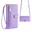 Откидной чехол для iPhone 16E, Wallet Zipper Pocket, фиолетовый