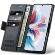 Чехол для Oppo Reno 11F, ERBORD Glossy Litchi, кошелек с клапаном, чёрный