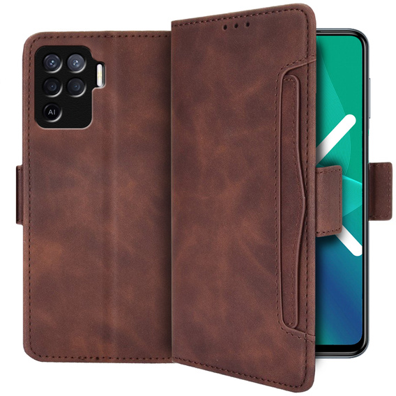 Откидной чехол для Oppo Reno5 Lite, Card Slot, коричневый