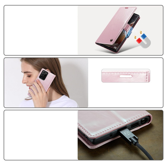 Чохол-обкладинка CASEME для Samsung Galaxy Note 20 Ultra, Waxy Textured, рожевий