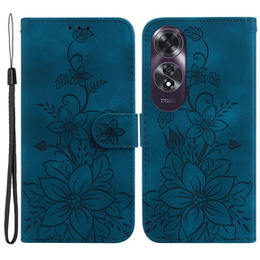Откидной чехол для Oppo A60, Lily Flower, темно-синий