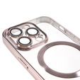 Чехол для iPhone 14 Pro, Electro MagSafe, розовый + стекло для экрана